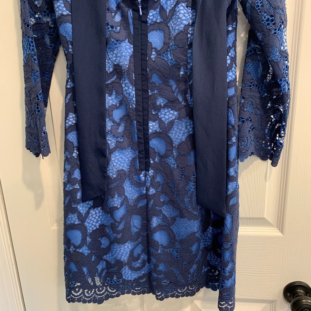 LILLY Pulitzer Aaliyah lace Cerulean Cocktail dress Carolina blue navy bow - Picture 6 of 6